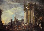 Giovanni Ghisolfi Landscape with Ruins and a Sacrificial Srene oil
